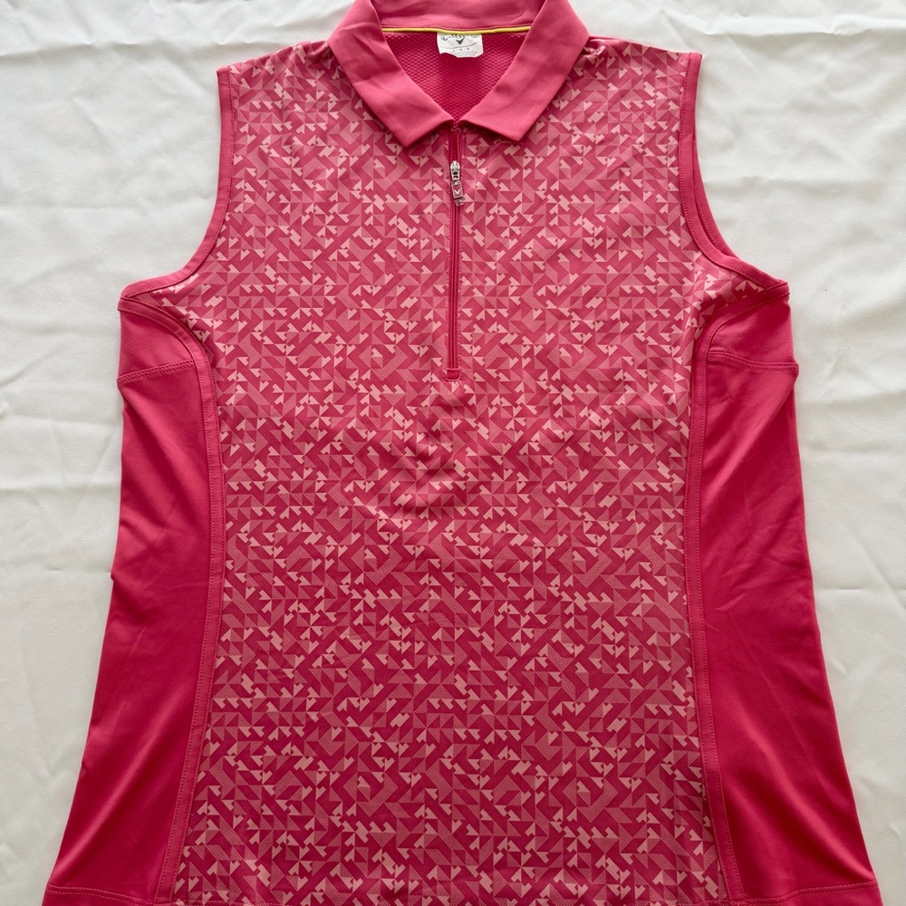 Callaway Women's Printed Sleeveless 1/4 Zip Polo Top